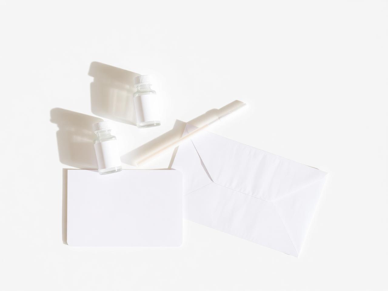 An at-home lab sample collection kit laid out on a light surface