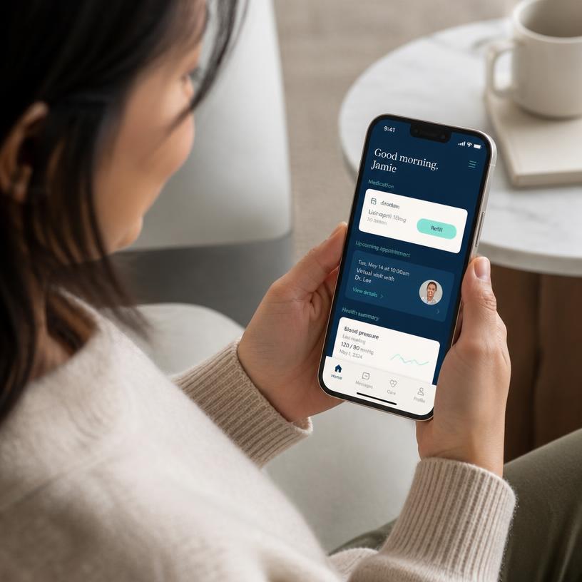 Patient viewing weight management program in the Plunge Care app