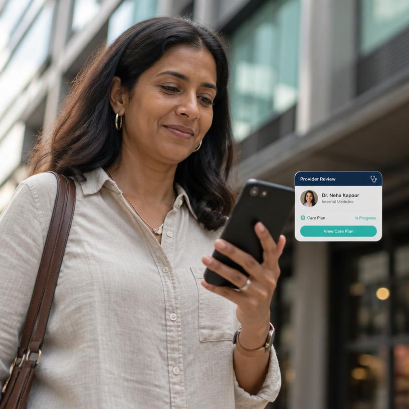 Adult managing antibiotic prescription in the Plunge Care app