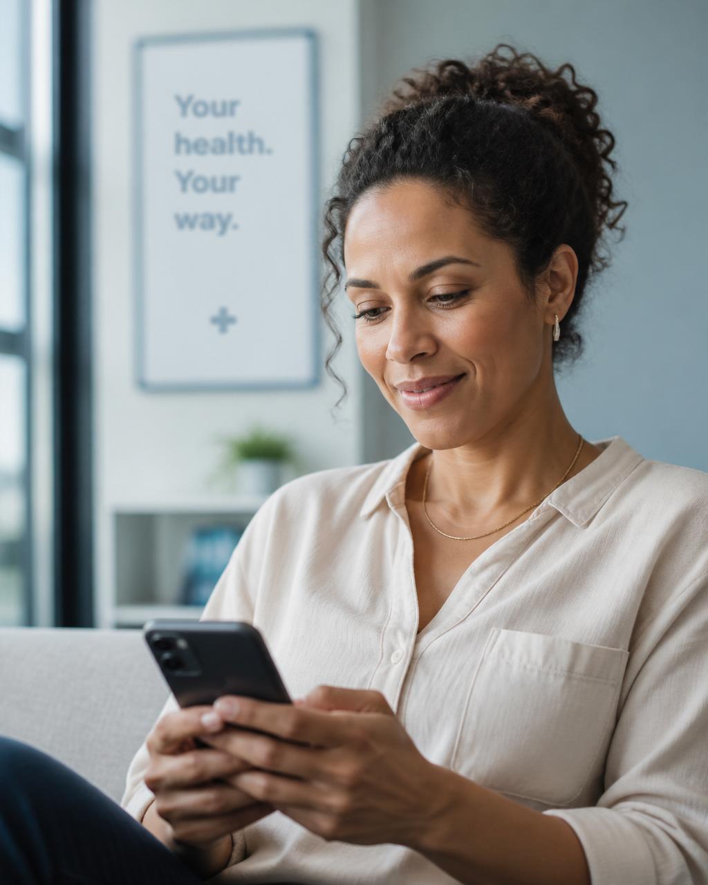 Patient using the Plunge Care app on her phone
